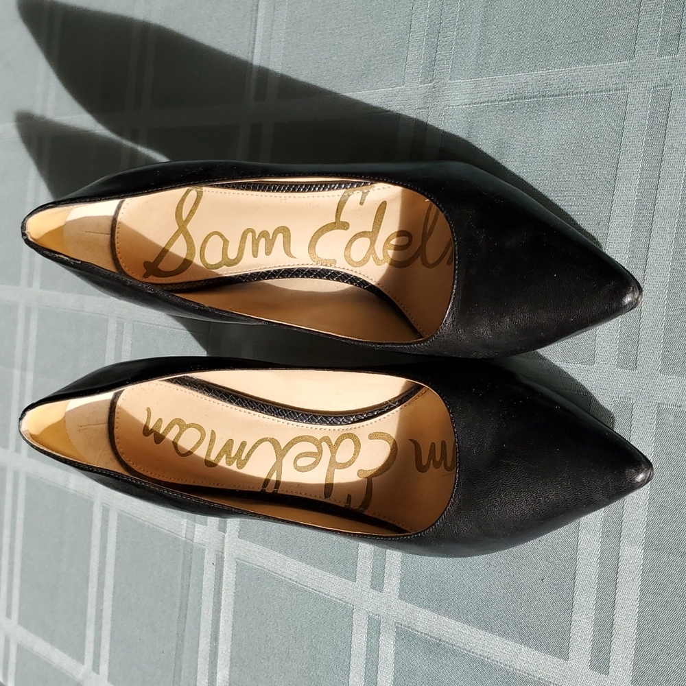 Sam Edelman Tristan Black Smooth Leather 3in High Heels, US size 9 - Picture 2 of 11